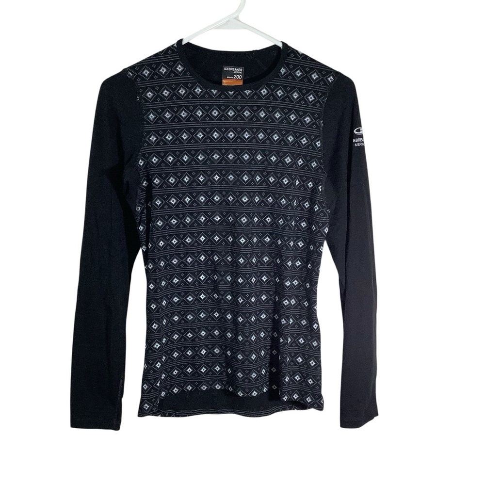 Icebreaker Merino 200 Bodyfit Patterned Long Sleeve Baselayer Top